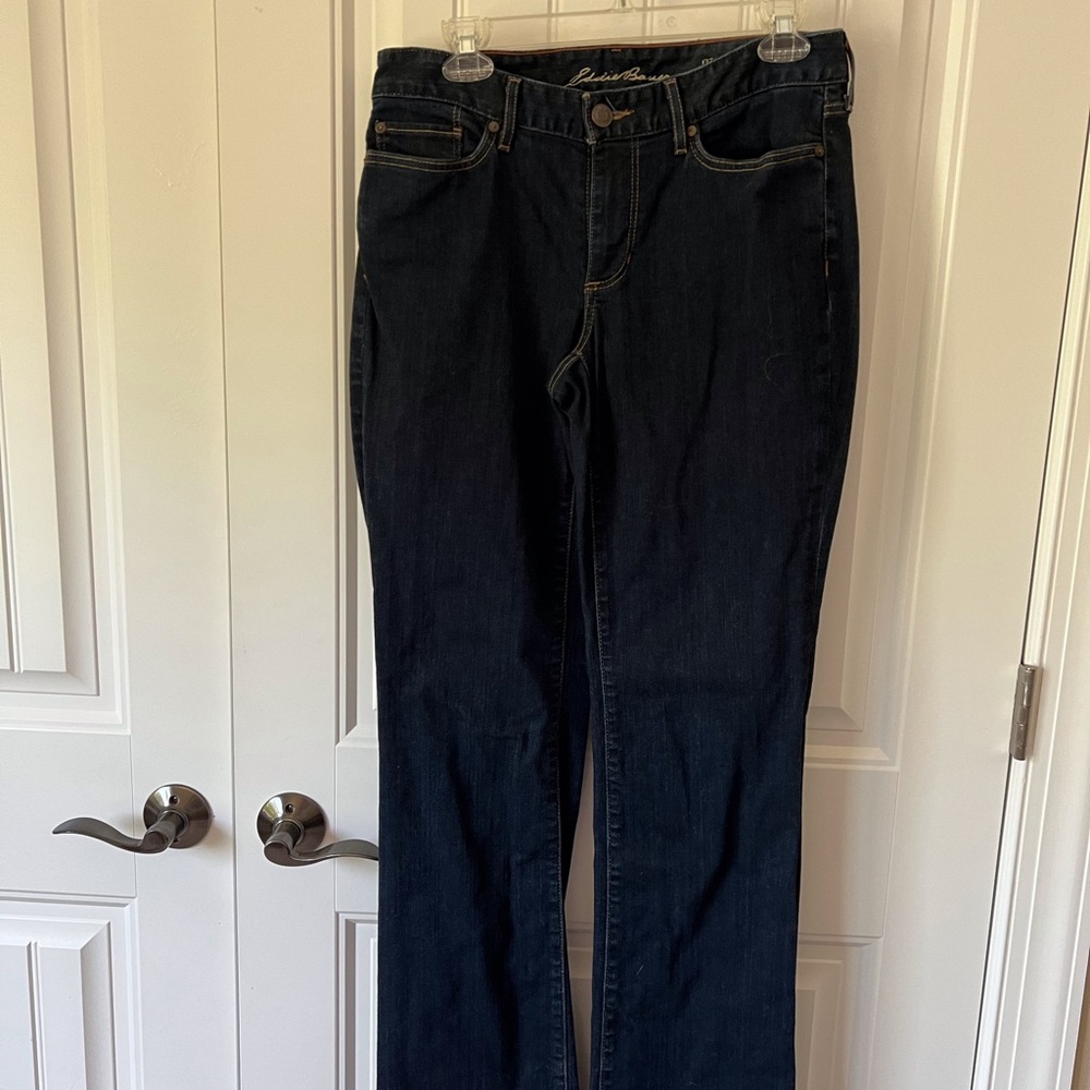 Eddie Bauer-Dark Blue Curvy Boot cut Denim Jeans -long